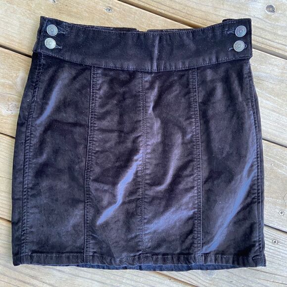 Free People Retro Velvet Black Mini Skirt Size 25 - Picture 1 of 5
